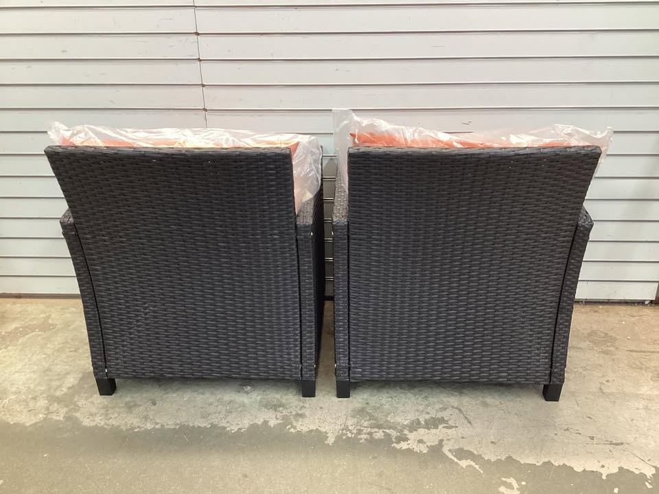 Costway 2 PCS Patio Rattan Cushioned Chair Set, Orange