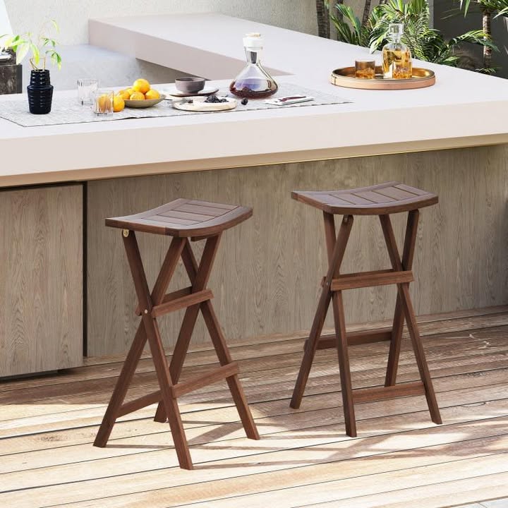 Bar Stools Set of 2 with Saddle Seat and Footrest for Kitchen Island and Balcony