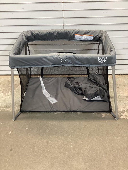 BABY JOY Baby Foldable Travel Crib, 2 in 1 Portable Playpen