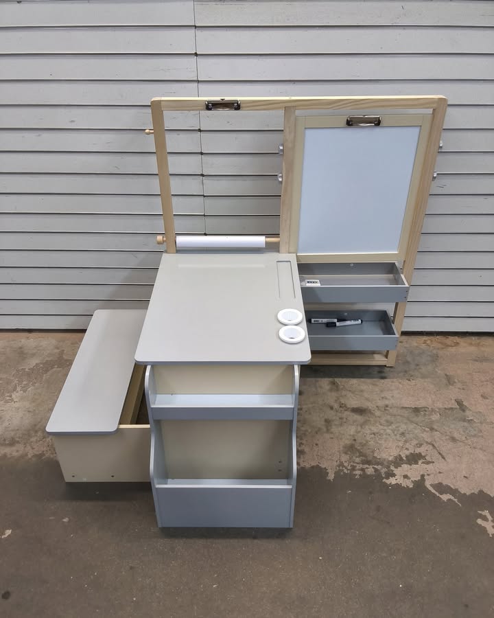 Costway Kids Art Center Wooden Table Bench Set