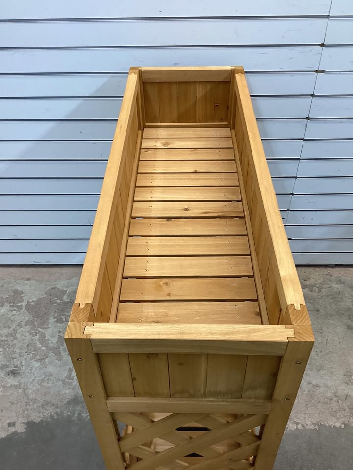 36 in. 2-Tier Wood Raised Garden Bed With Bottom Shelf Fence