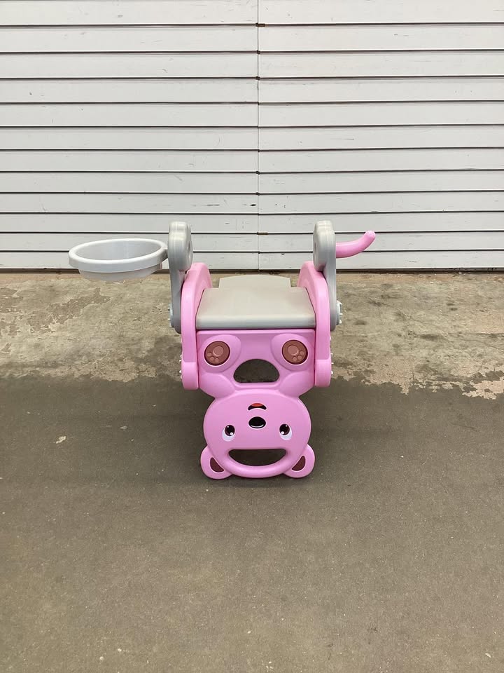 4-in-1 Toddler Slide and Rocking Horse Playset with Basketball Hoop.