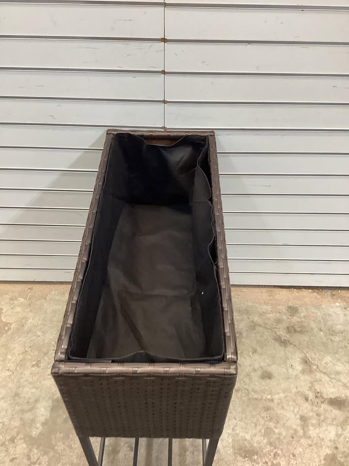 Elevated Garden Planter with Rattan Finish Bottom Shelf