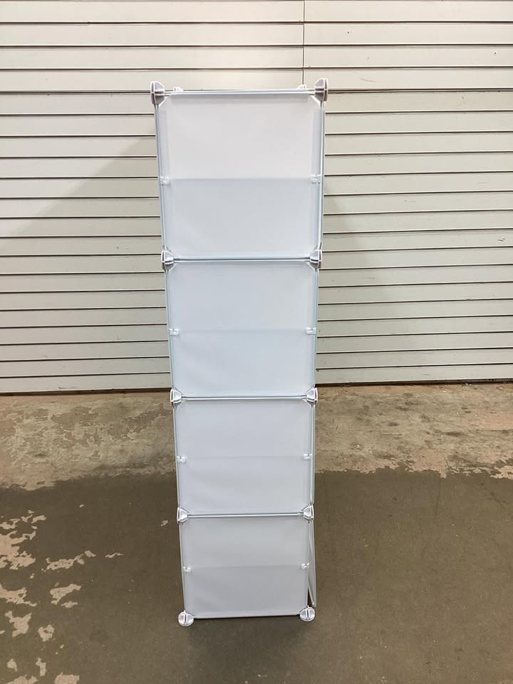 Costway - Portable Shoe Rack Organizer 12-Cube 48 Pair Shoe Shelf Storage Cabinet with Hook - White
