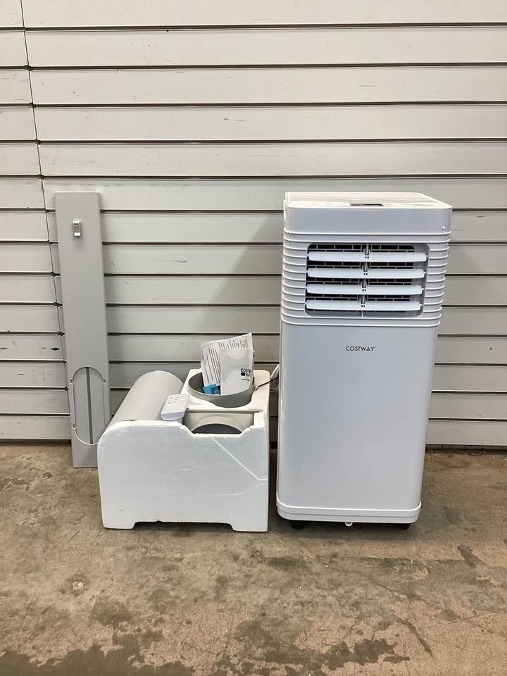 COSTWAY Portable Air Conditioner, 8000 BTU Air Conditioner with Fan & Dehumidifier, 24H Timer & Remote Control, Window Installation Kit, AC Unit Cools Rooms up to 250 Sq.Ft (8000 BTU)