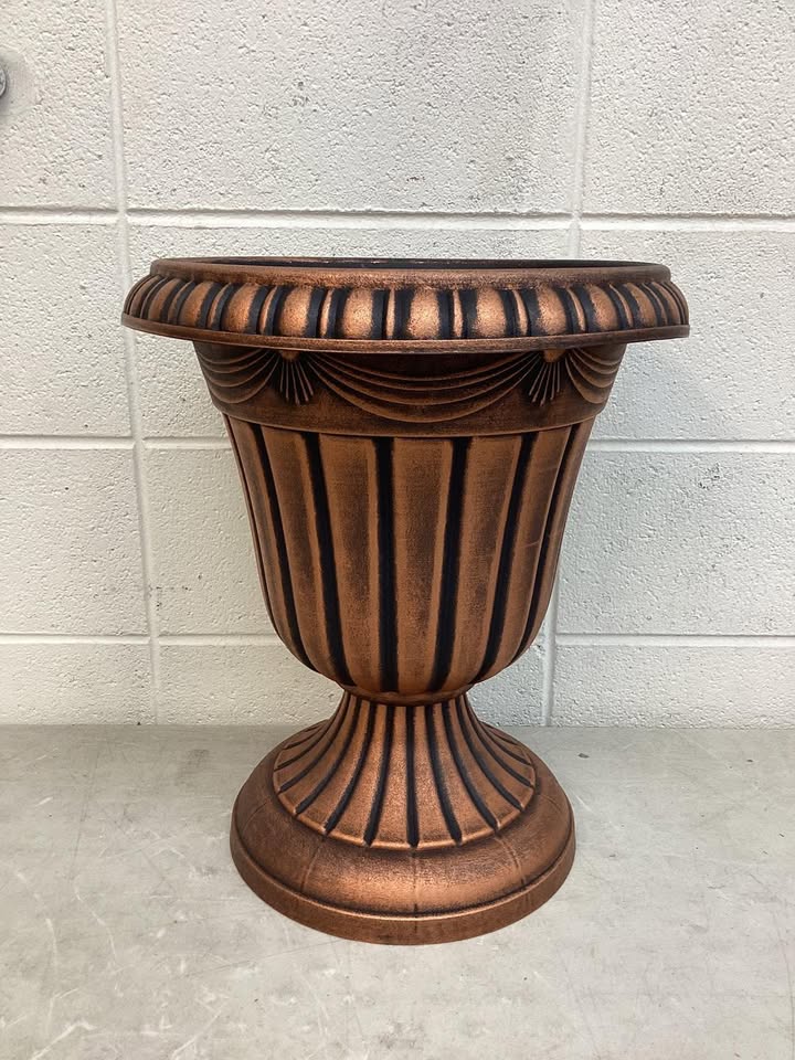 Bronze Vintage Urn Planter with Pedestal Base