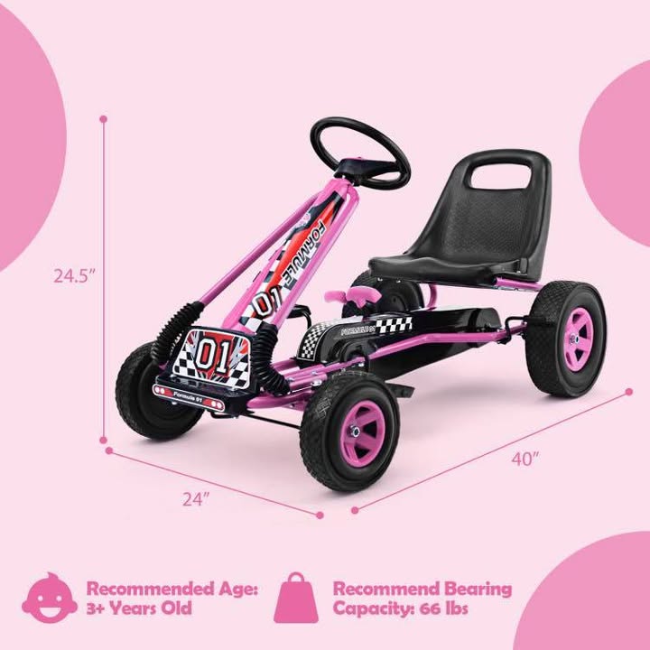 4 Wheels Kids Ride On Pedal Powered Bike Go Kart Racer Car Outdoor Play Toy