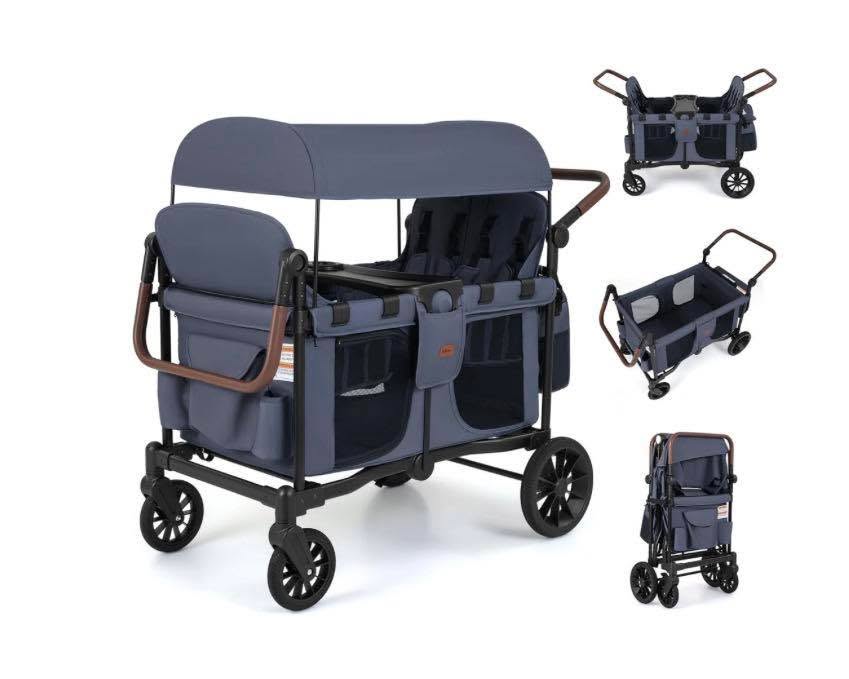 INFANS 4 Seater Wagon Stroller, All-Terrain Foldable Wagon