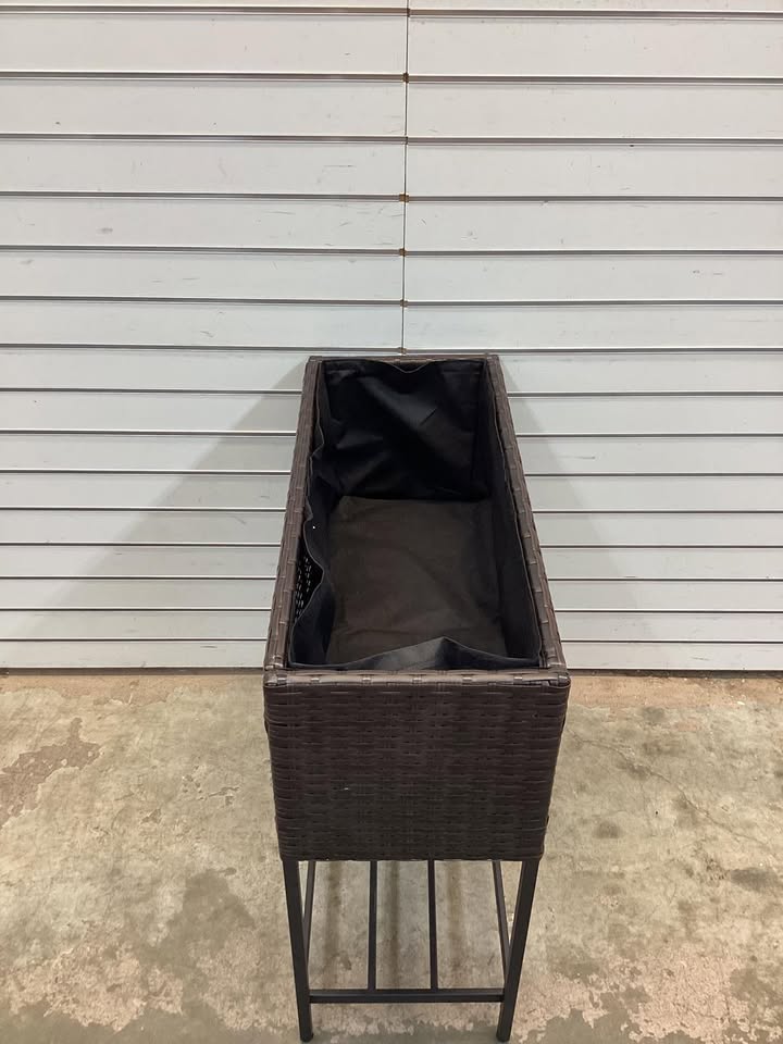 Elevated Garden Planter with Rattan Finish Bottom Shelf