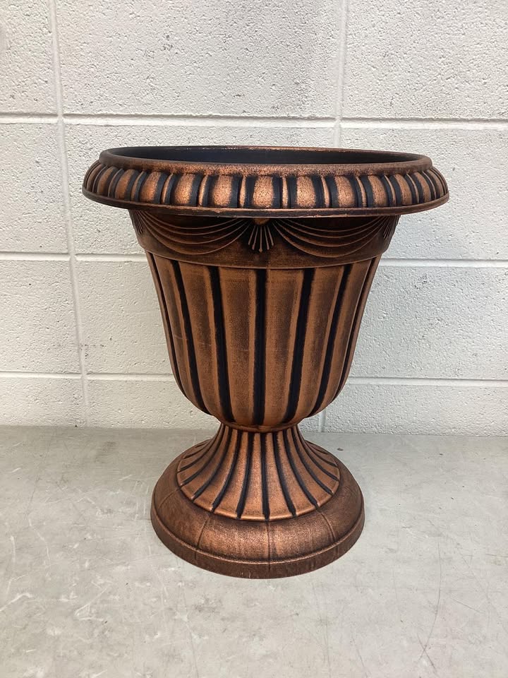 Bronze Vintage Urn Planter with Pedestal Base