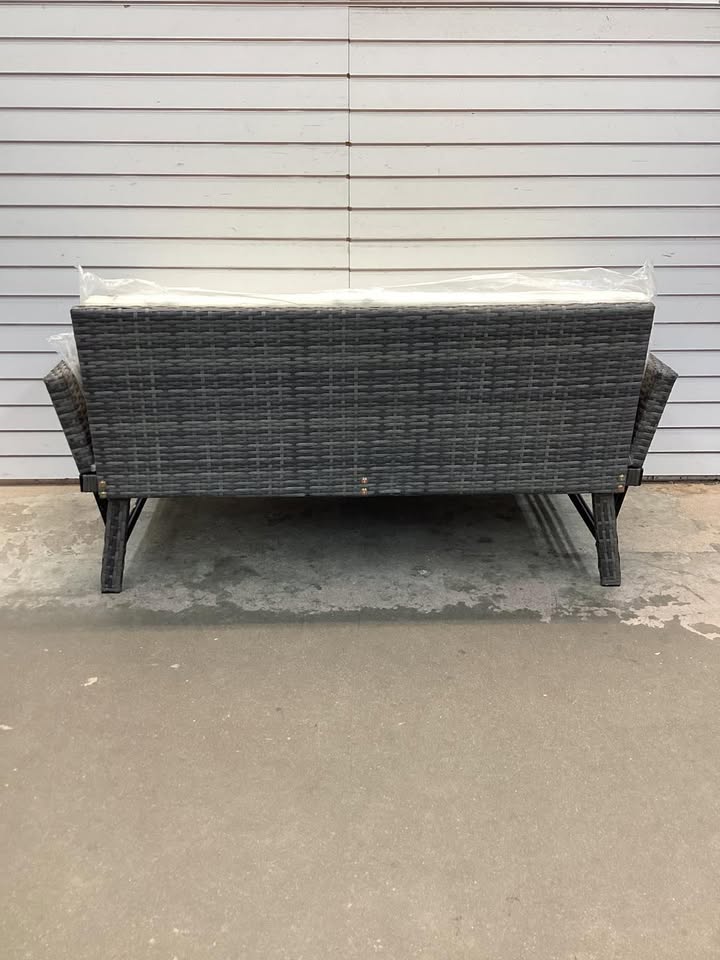 Outdoor Convertible Sofa Daybed With Adjustable Armrests and Removable Cushions