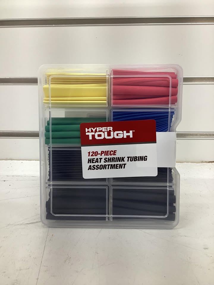 Hyper Tough 120-Piece Red, Yellow, Blue, Green and Black Heat Shrink Tubing Assortment with Clear Storage Case