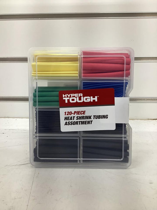 Hyper Tough 120-Piece Red, Yellow, Blue, Green and Black Heat Shrink Tubing Assortment with Clear Storage Case