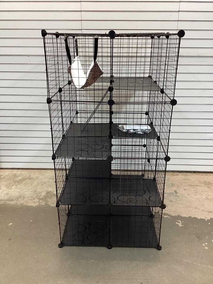 Costway 4 Tier Cube Cat Cage with Comfy Hammock, 3 Ladders, 4 Doors & 1 Sky Window
