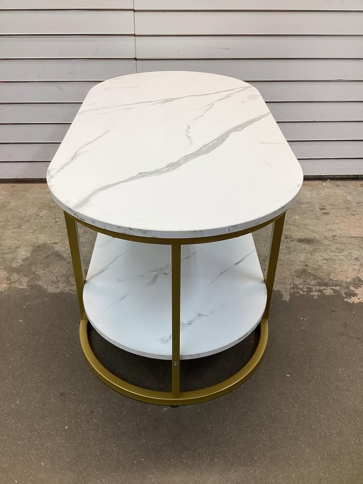 Costway Marble Coffee Table with Open Storage Shelf