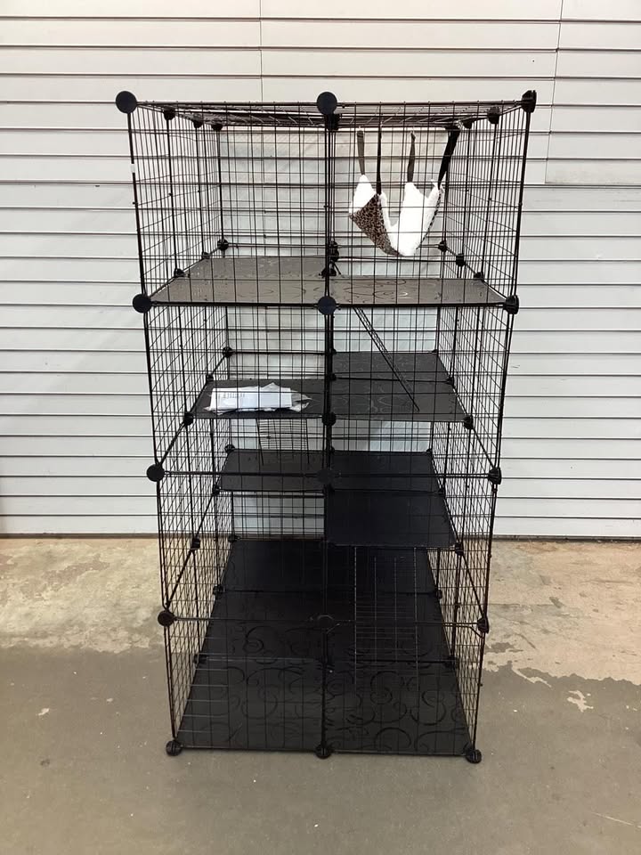 Costway 4 Tier Cube Cat Cage with Comfy Hammock, 3 Ladders, 4 Doors & 1 Sky Window