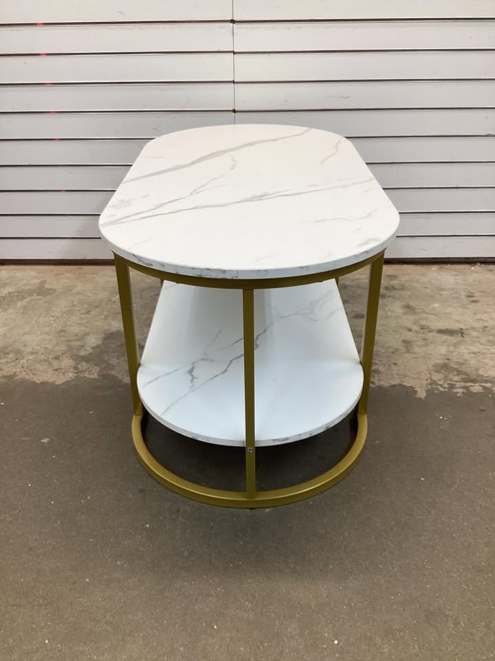 Costway Marble Coffee Table with Open Storage Shelf
