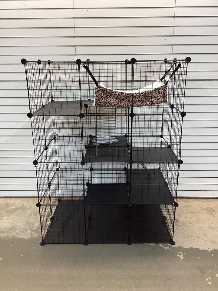 Costway 4 Tier Cube Cat Cage with Comfy Hammock, 3 Ladders, 4 Doors & 1 Sky Window