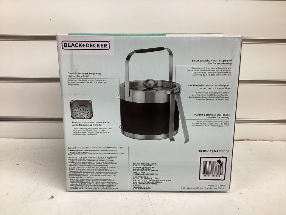 Black + Decker 3-Liter Ice Bucket With Tongs