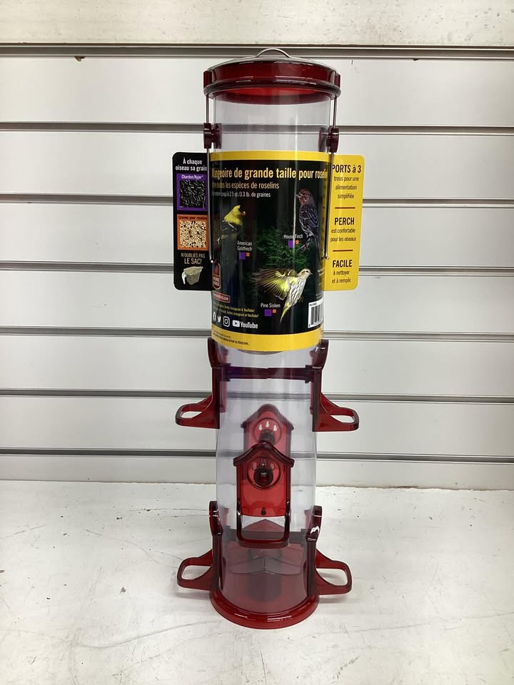 Stokes Select Jumbo Finch Feeder 3 lb Capacity 6-Port Polycarbonate, Red