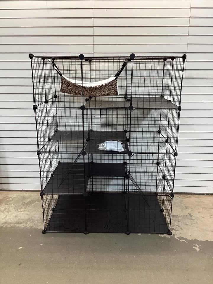 Costway 4 Tier Cube Cat Cage with Comfy Hammock, 3 Ladders, 4 Doors & 1 Sky Window