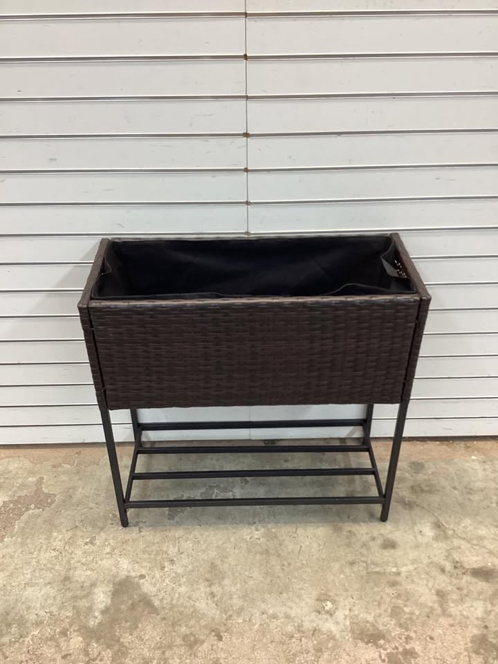 Elevated Garden Planter with Rattan Finish Bottom Shelf