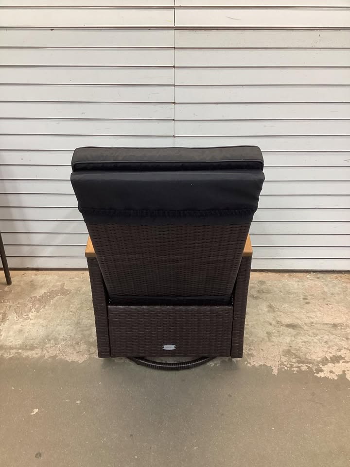 Costway Patio Rattan 360° Swivel Recliner Chair with Adjustable Backrest and Footrest