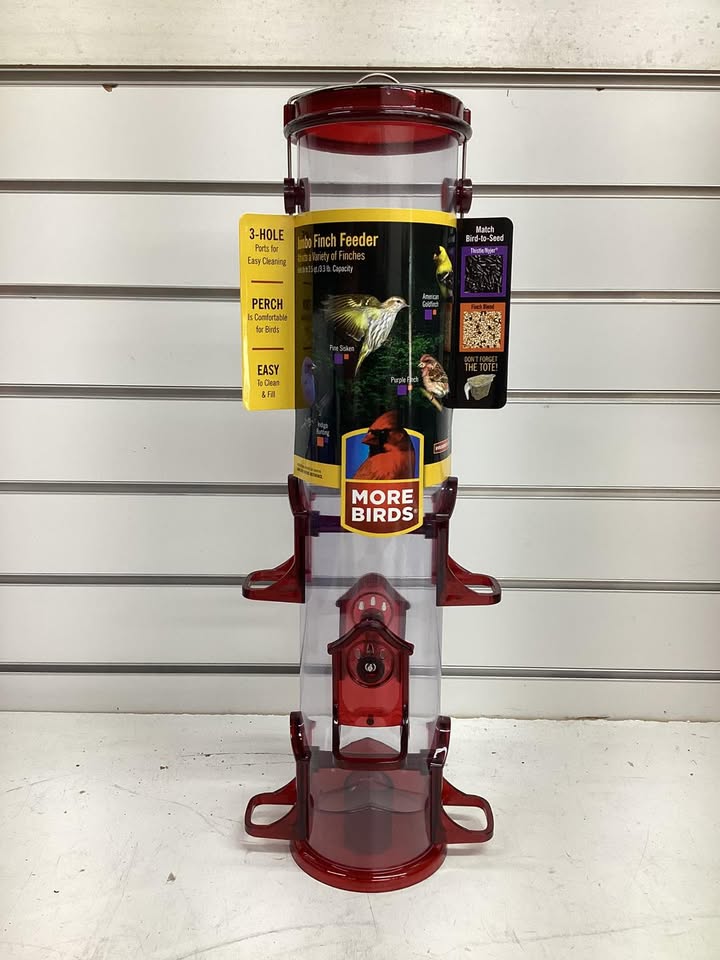 Stokes Select Jumbo Finch Feeder 3 lb Capacity 6-Port Polycarbonate, Red