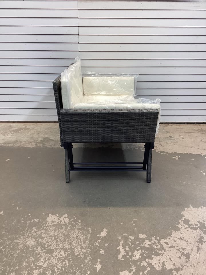 Outdoor Convertible Sofa Daybed With Adjustable Armrests and Removable Cushions