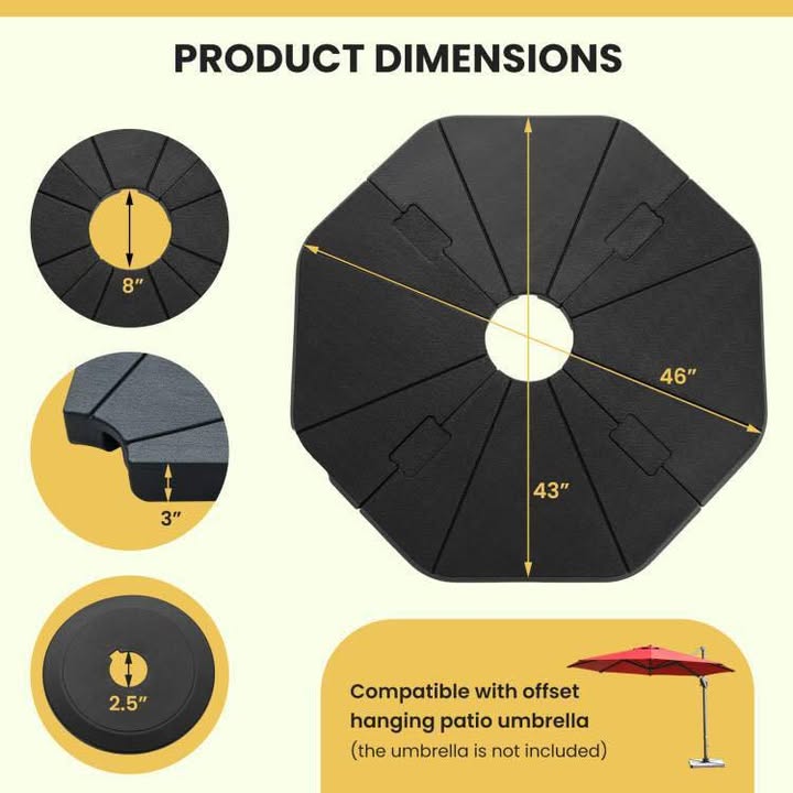 208 lb. Fillable Patio Umbrella Base in Black 4-Piece Cantilever Offset Umbrella Base