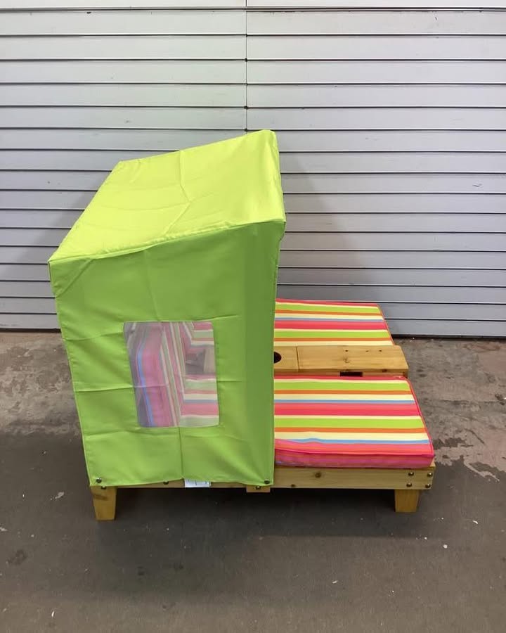 Costway Kids Patio Lounge Chair with Cup Holders and Awning