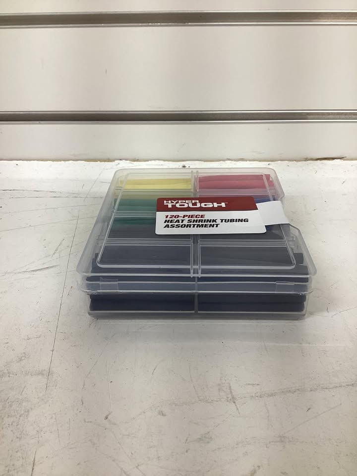 Hyper Tough 120-Piece Red, Yellow, Blue, Green and Black Heat Shrink Tubing Assortment with Clear Storage Case