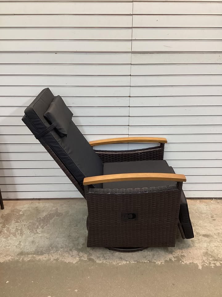 Costway Patio Rattan 360° Swivel Recliner Chair with Adjustable Backrest and Footrest