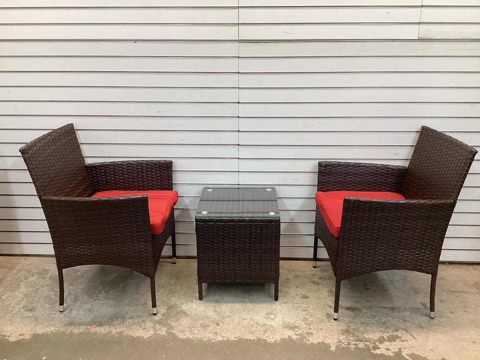 Costway 3 Pieces Rattan Patio Furniture Set with Washable Cushion