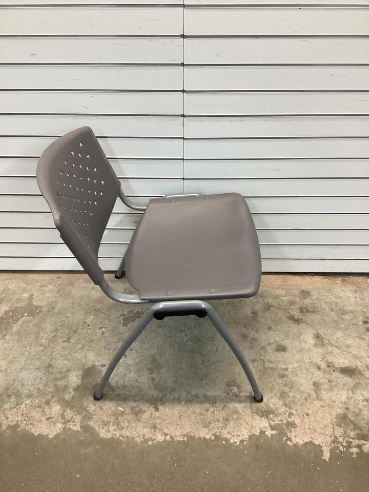 Flash Furniture HERCULES Series 880 lb. Capacity Gray Plastic Stack Chair with Titanium Gray Powder Coated Frame