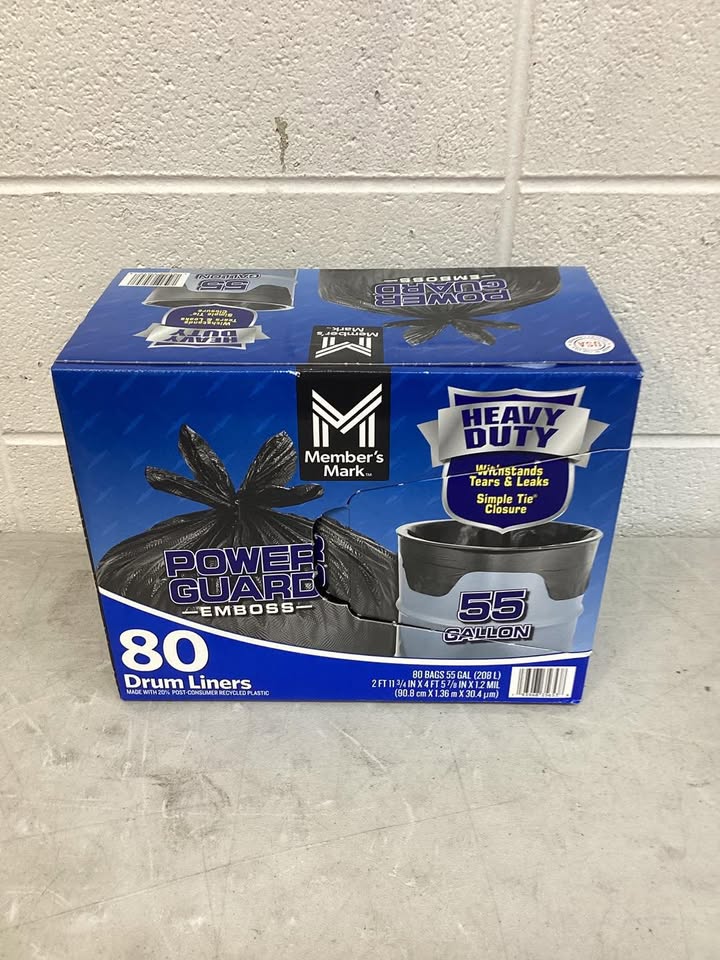 Member's Mark Heavy Duty 55-Gallon Drum Liner Trash Bags, 80 ct.