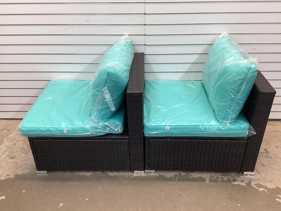 Costway 2 Piece Patio Rattan Armless Sofa Set with 2 Cushions and 2 Pillows