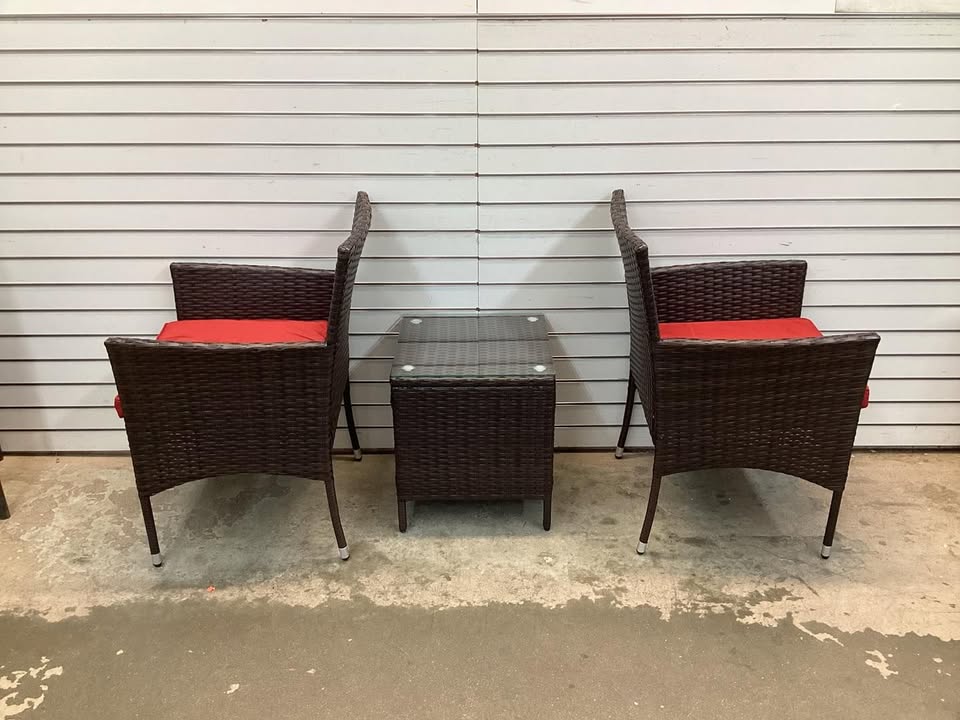 Costway 3 Pieces Rattan Patio Furniture Set with Washable Cushion