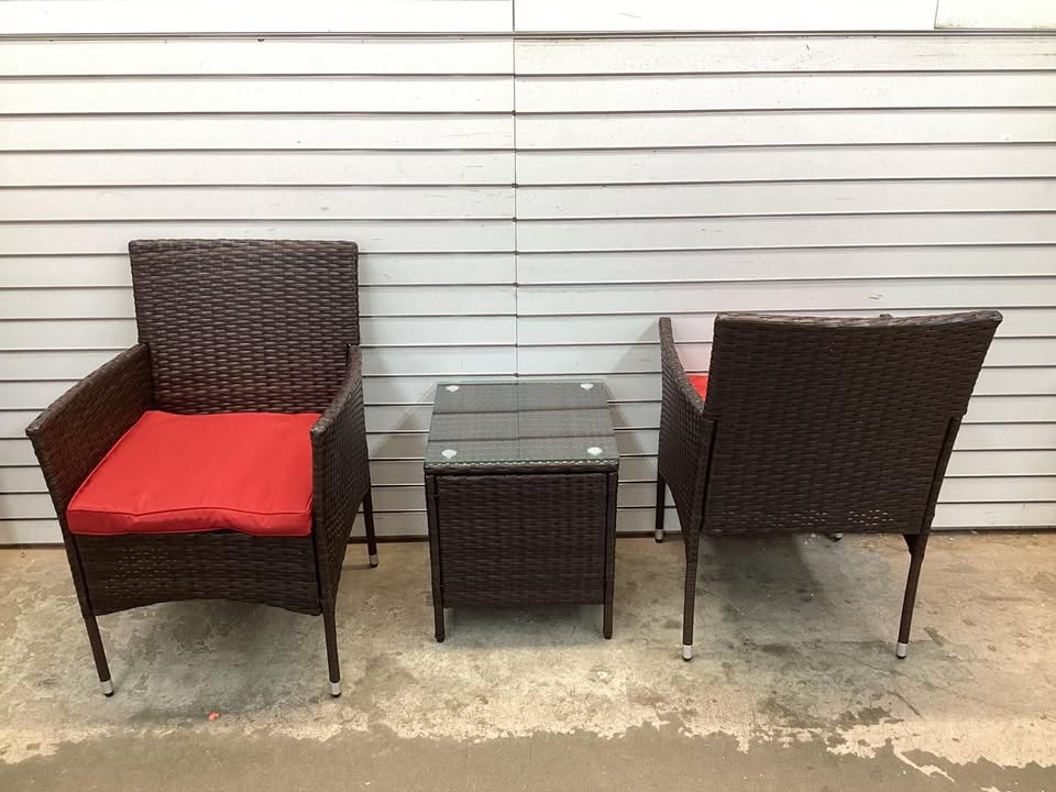 Costway 3 Pieces Rattan Patio Furniture Set with Washable Cushion