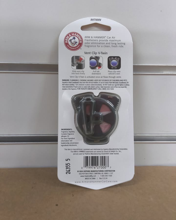 Arm & Hammer Gearhead Collection Classic New Car Scent Vent Clip Chrome V-Twin Car Air Freshener