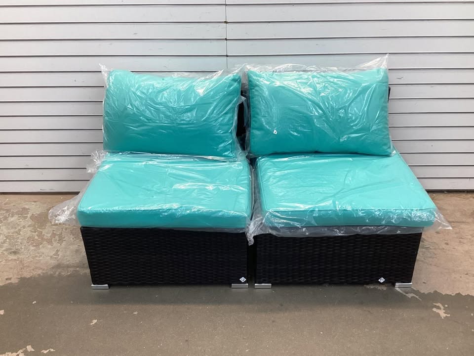 Costway 2 Piece Patio Rattan Armless Sofa Set with 2 Cushions and 2 Pillows