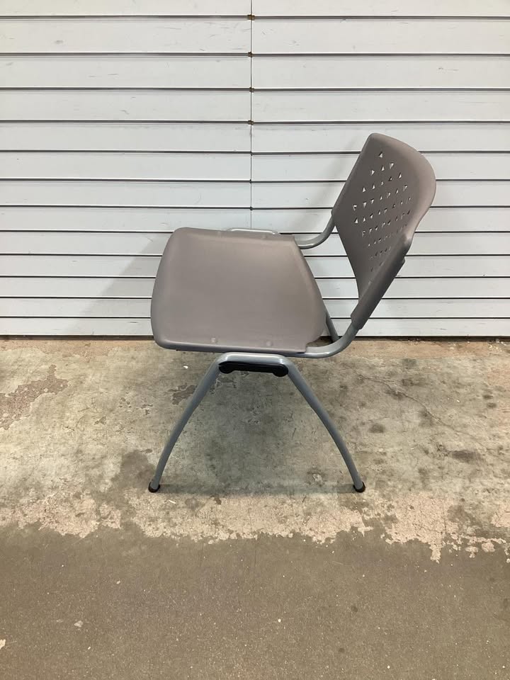 Flash Furniture HERCULES Series 880 lb. Capacity Gray Plastic Stack Chair with Titanium Gray Powder Coated Frame