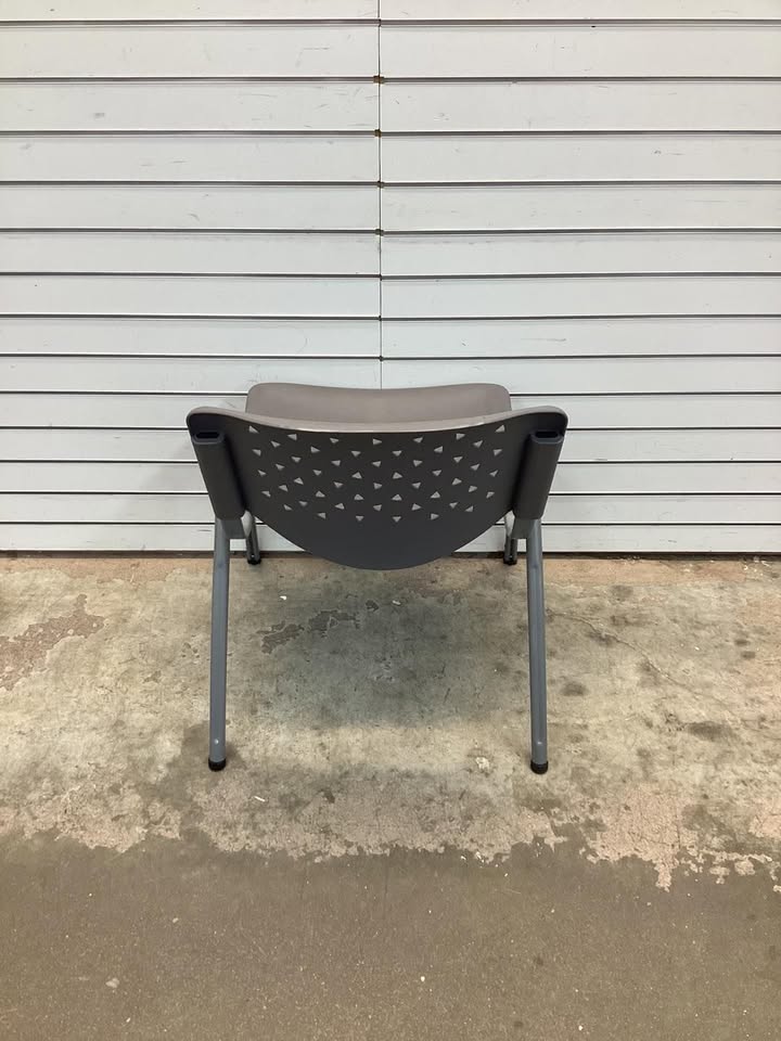 Flash Furniture HERCULES Series 880 lb. Capacity Gray Plastic Stack Chair with Titanium Gray Powder Coated Frame