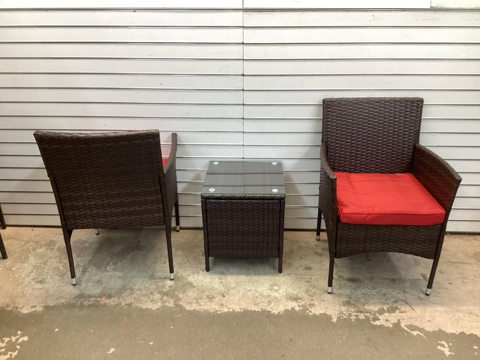 Costway 3 Pieces Rattan Patio Furniture Set with Washable Cushion