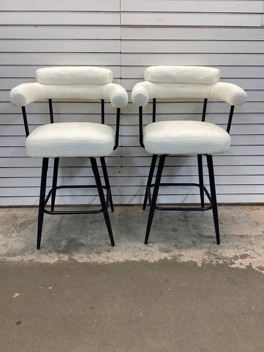 Costway 27 inches Swivel Bar Stool Set of 2 with Curved Back and Arms and Metal Legs