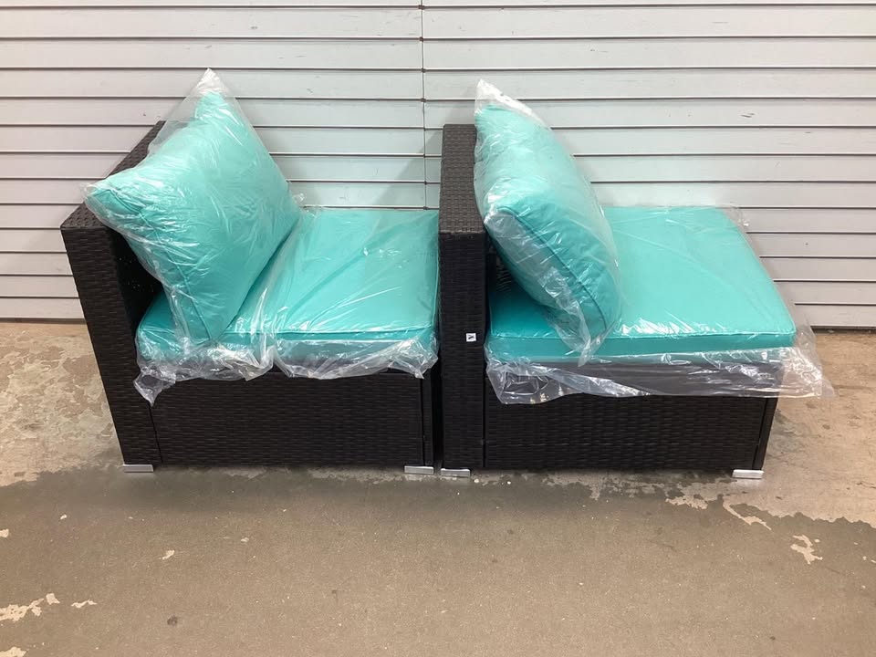 Costway 2 Piece Patio Rattan Armless Sofa Set with 2 Cushions and 2 Pillows