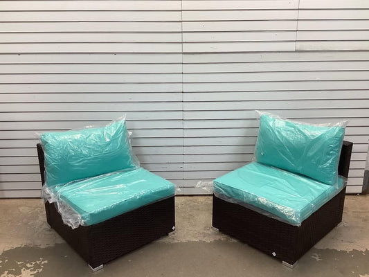 Costway 2 Piece Patio Rattan Armless Sofa Set with 2 Cushions and 2 Pillows