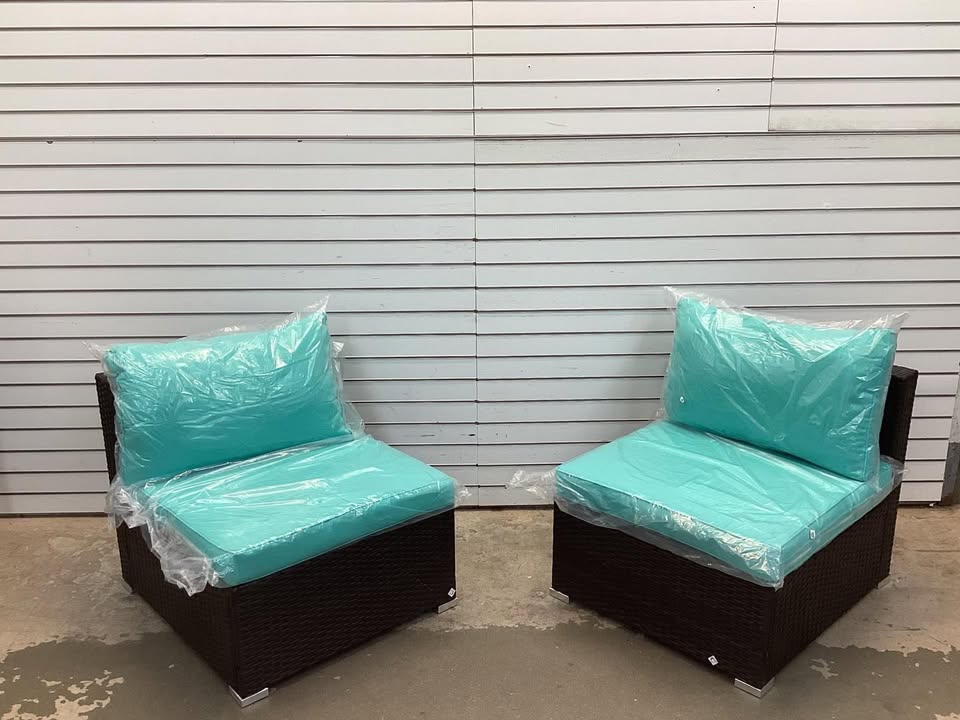 Costway 2 Piece Patio Rattan Armless Sofa Set with 2 Cushions and 2 Pillows