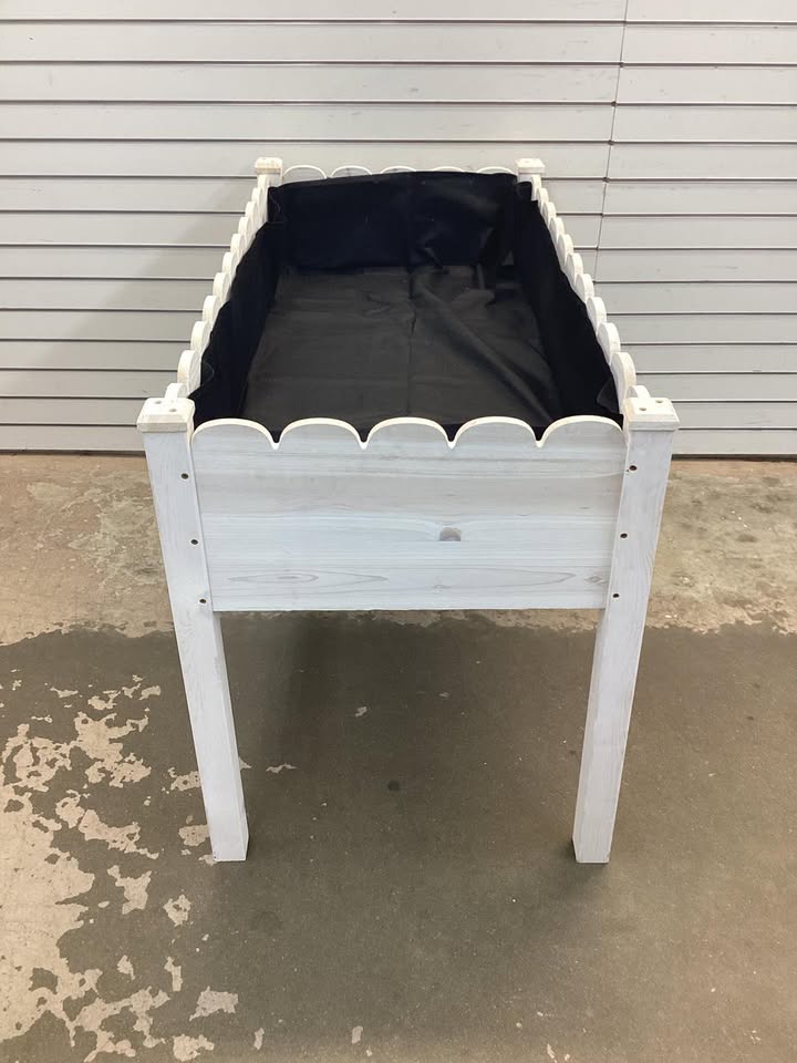 Raised Garden Bed, Scalloped Elevated Wooden Planter Box - 48x24x30in