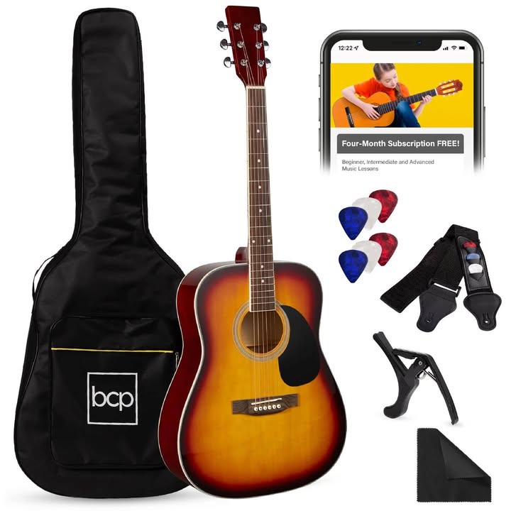 Best Choice Products 41in Full Size All-Wood Acoustic Guitar Starter Kit w/Gig Bag, E-Tuner, Pick, Strap